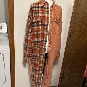 NWOT Oli & Hali Rust Plaid And Corduroy Shirt Jacket